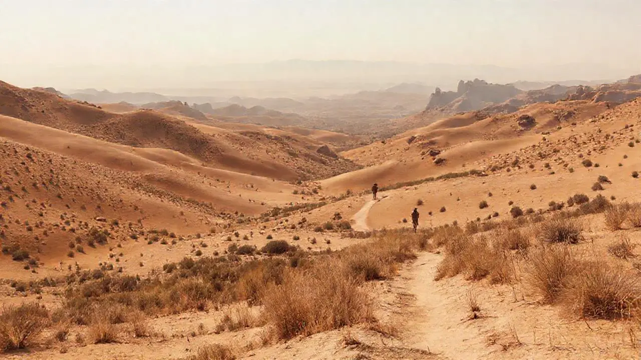 Paisaje árido, vasto y silencioso