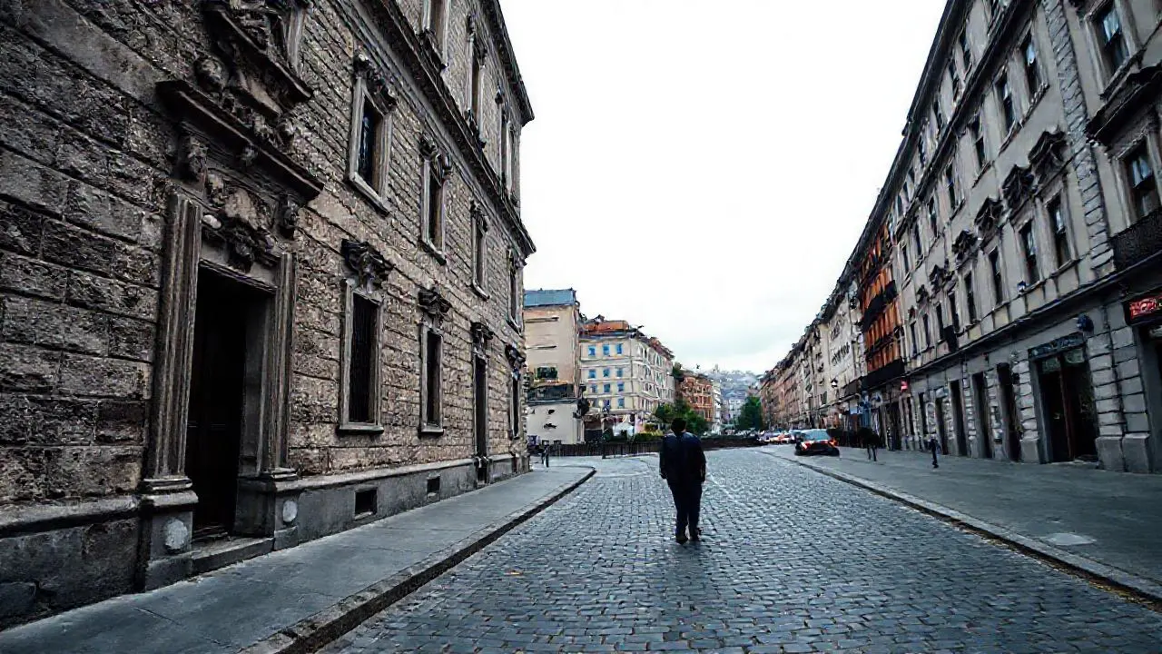 Escena urbana tranquila y ligeramente nostálgica