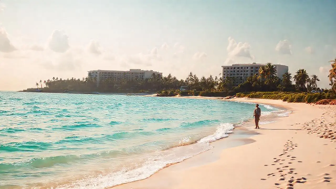 Playa tropical serena y soleada