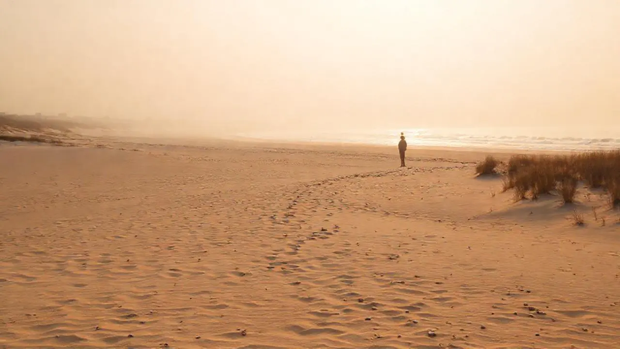 Playa extensa, calma y luminosa