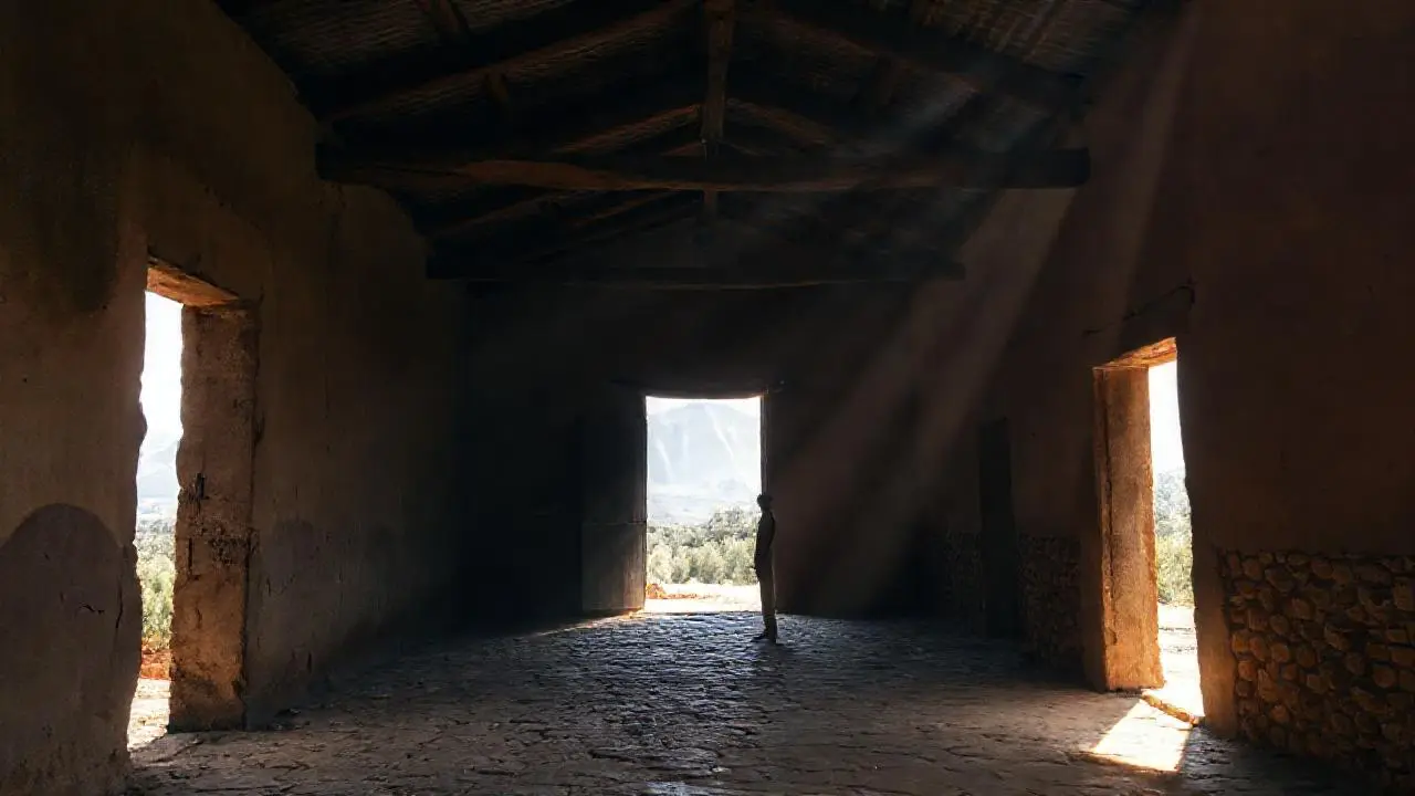 Luz cálida en espacio rural y antiguo