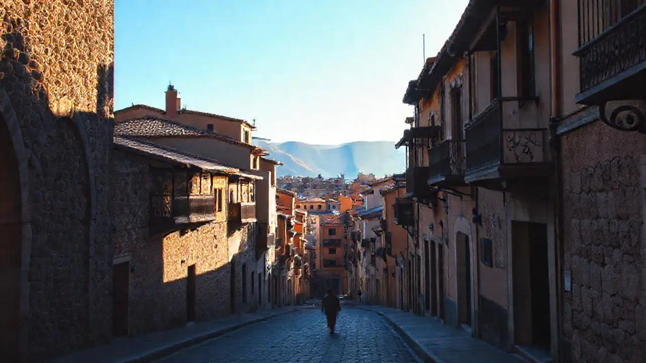 Pueblo antiguo, tranquilo y luminoso