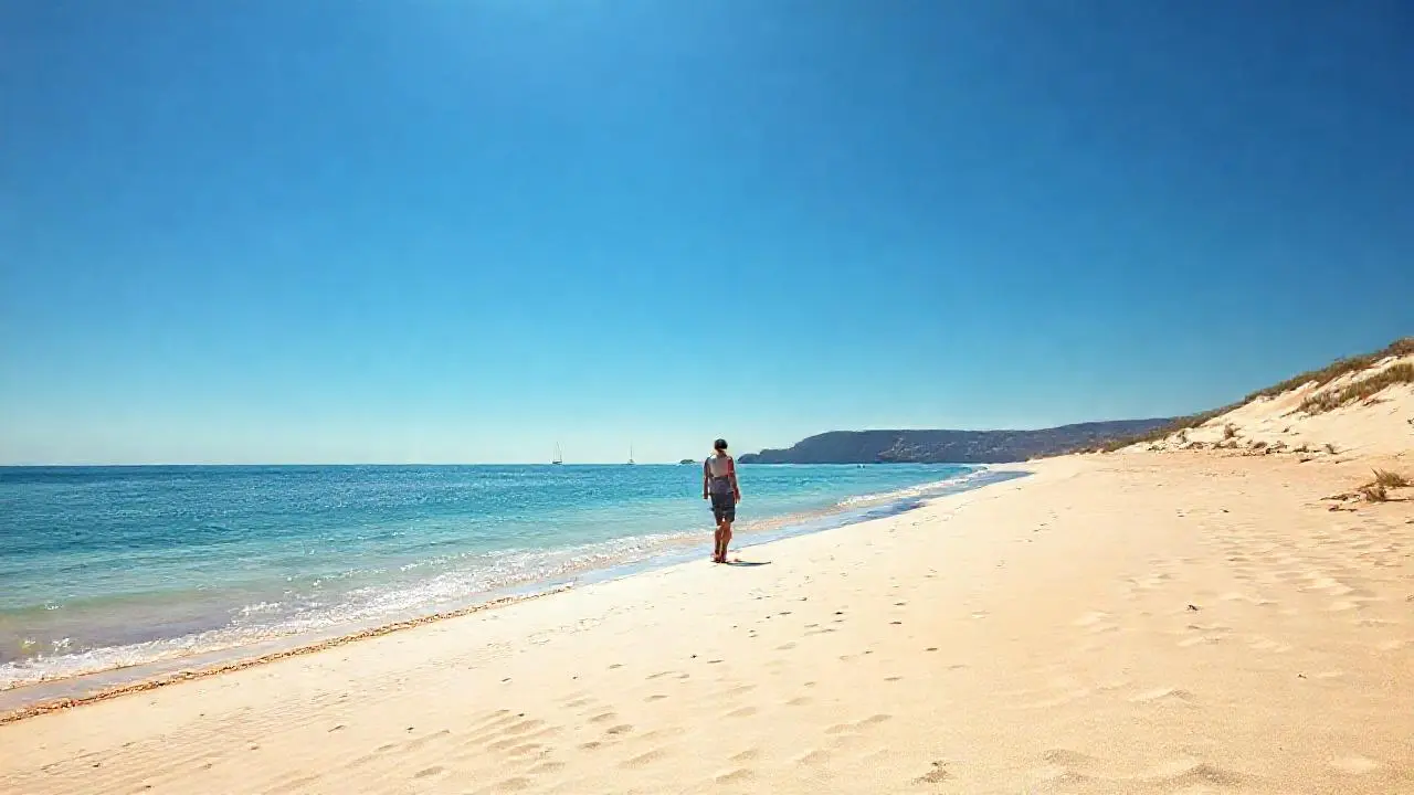Playa extensa, tranquila y soleada