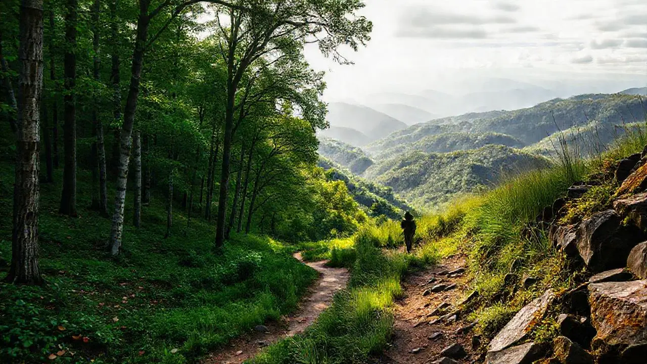 Paisaje montañoso, sereno y profundo