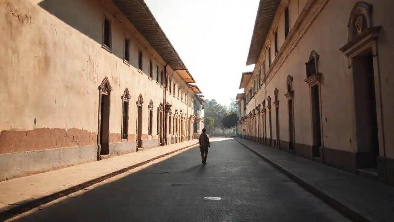 Calle tranquila, colonial y llena de luz
