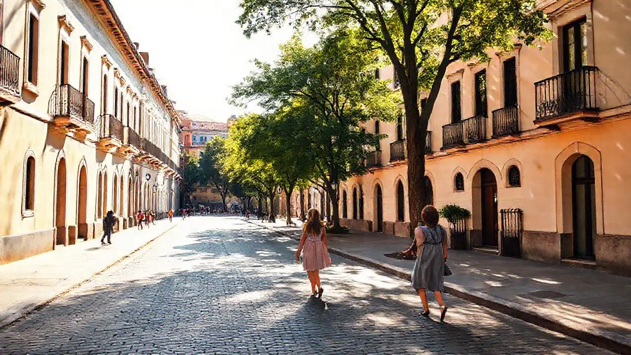 Pueblo antiguo, luz suave y atmósfera cálida