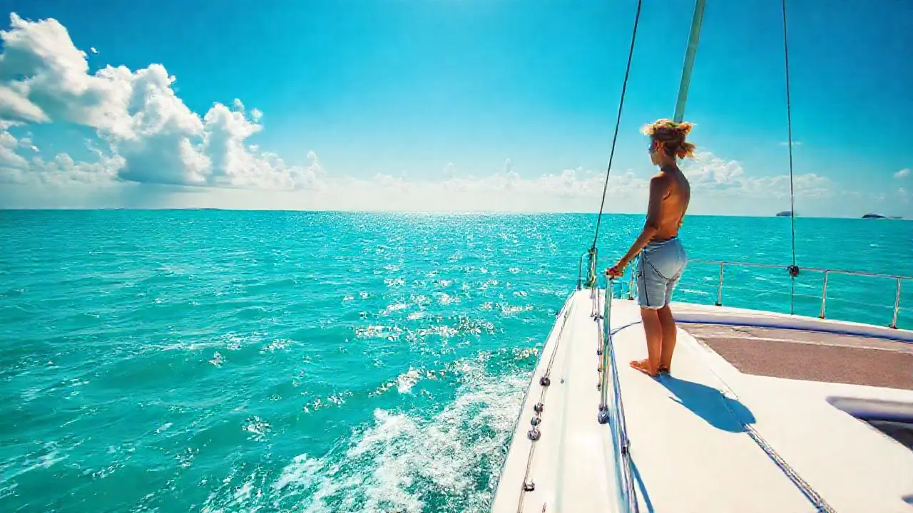 Un velero tranquilo bajo un cielo azul