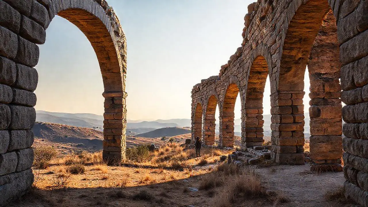 Paisaje antiguo, sereno y monumental