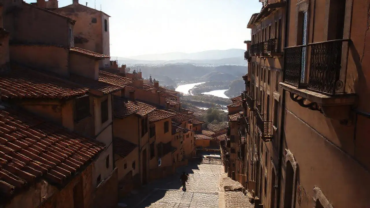Pueblo antiguo, luz suave y sereno