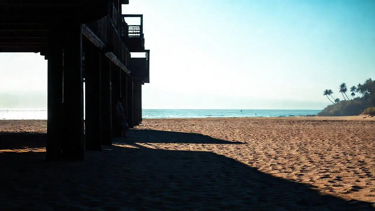 Playa serena, luz suave y espacio abierto