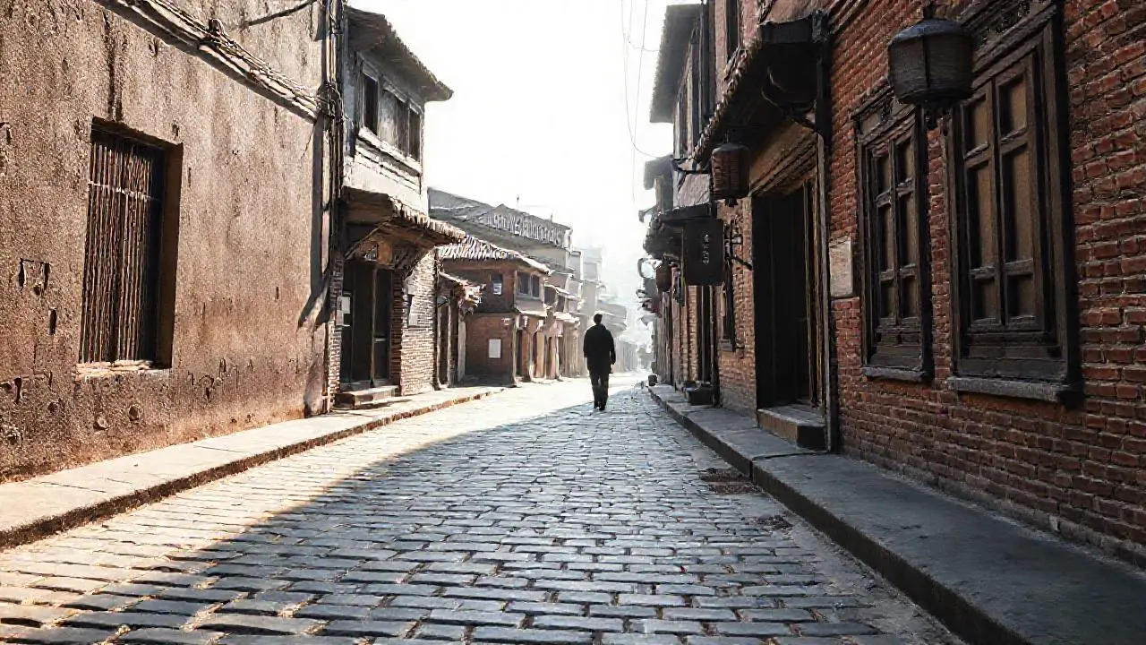 Calle china antigua, tranquila y polvorienta