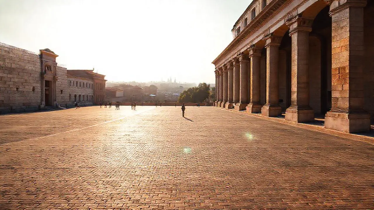 Arquitectura grandiosa bajo luz suave