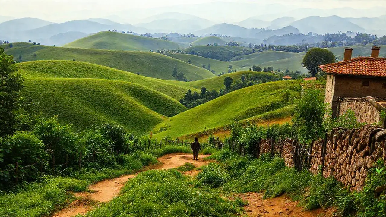 Paisaje rural tranquilo, cálido y sereno