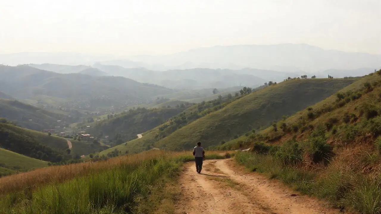 Paisaje rural colombiano, sereno y distante