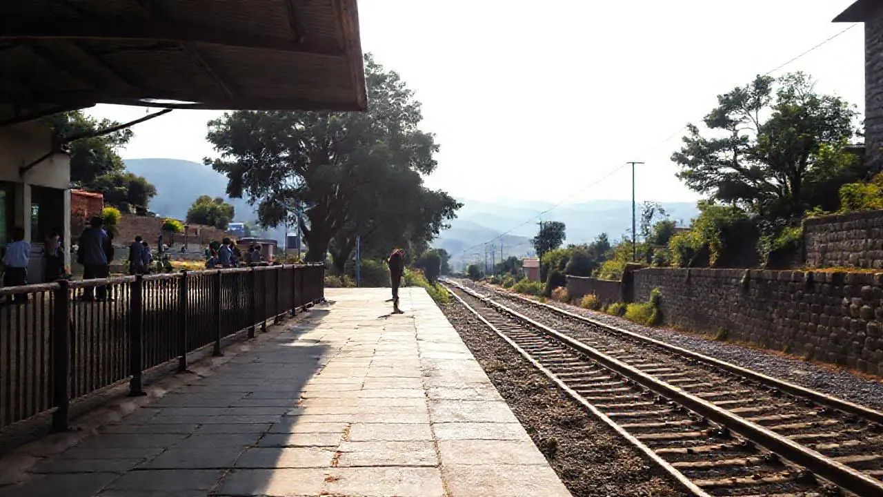 Estación tranquila, paisaje suave y difuso