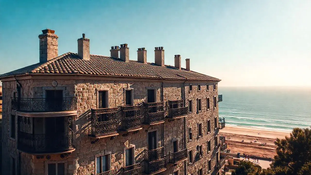 Paz costera, arquitectura y luz suave