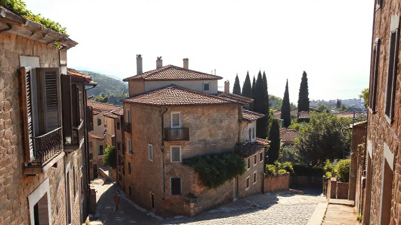 Pueblo mediterráneo tranquilo, bañado por la luz