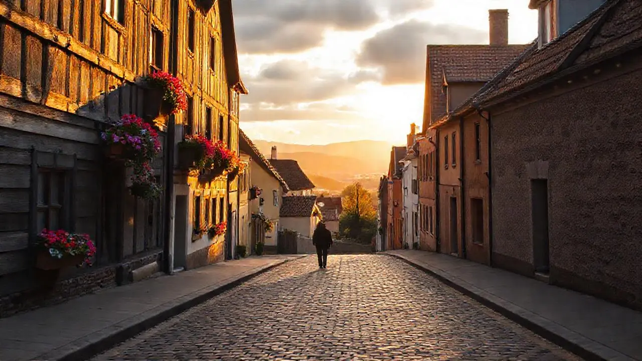 Paz serena en calles antiguas y cálidas