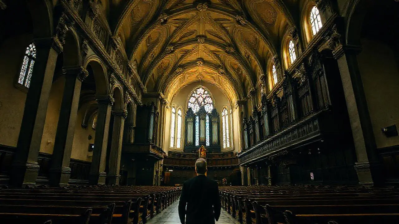 Imponente iglesia con atmósfera solemne y luz