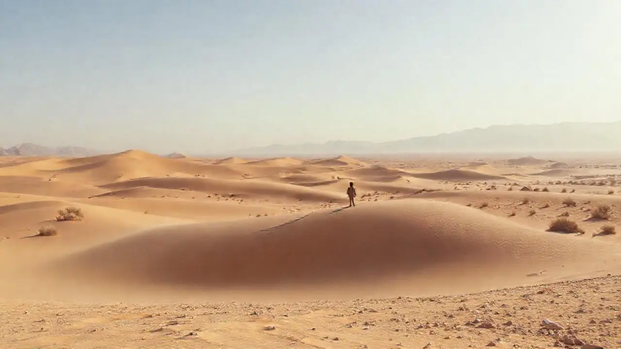 Desierto vasto, soledad y luz cálida
