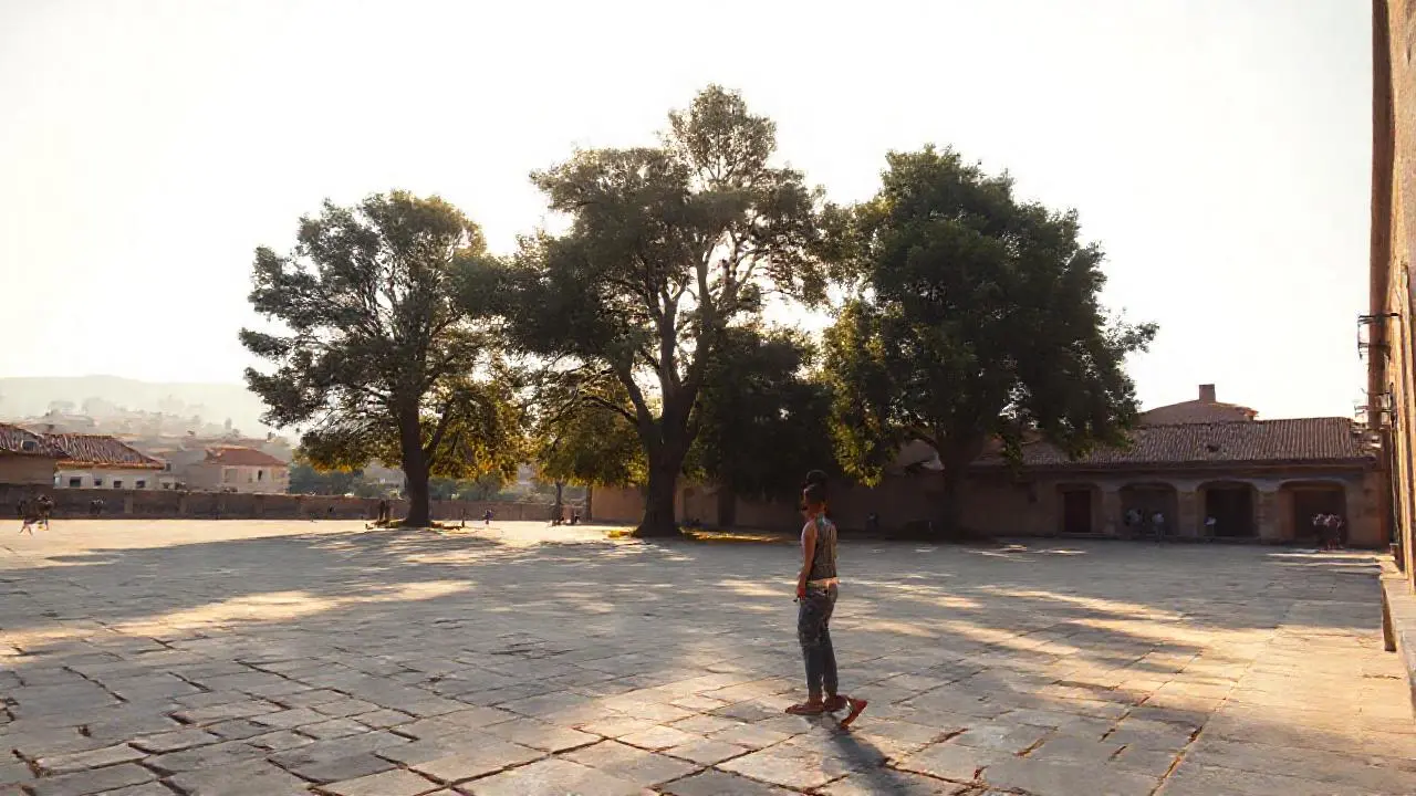Escena tranquila, natural y ligeramente brumosa
