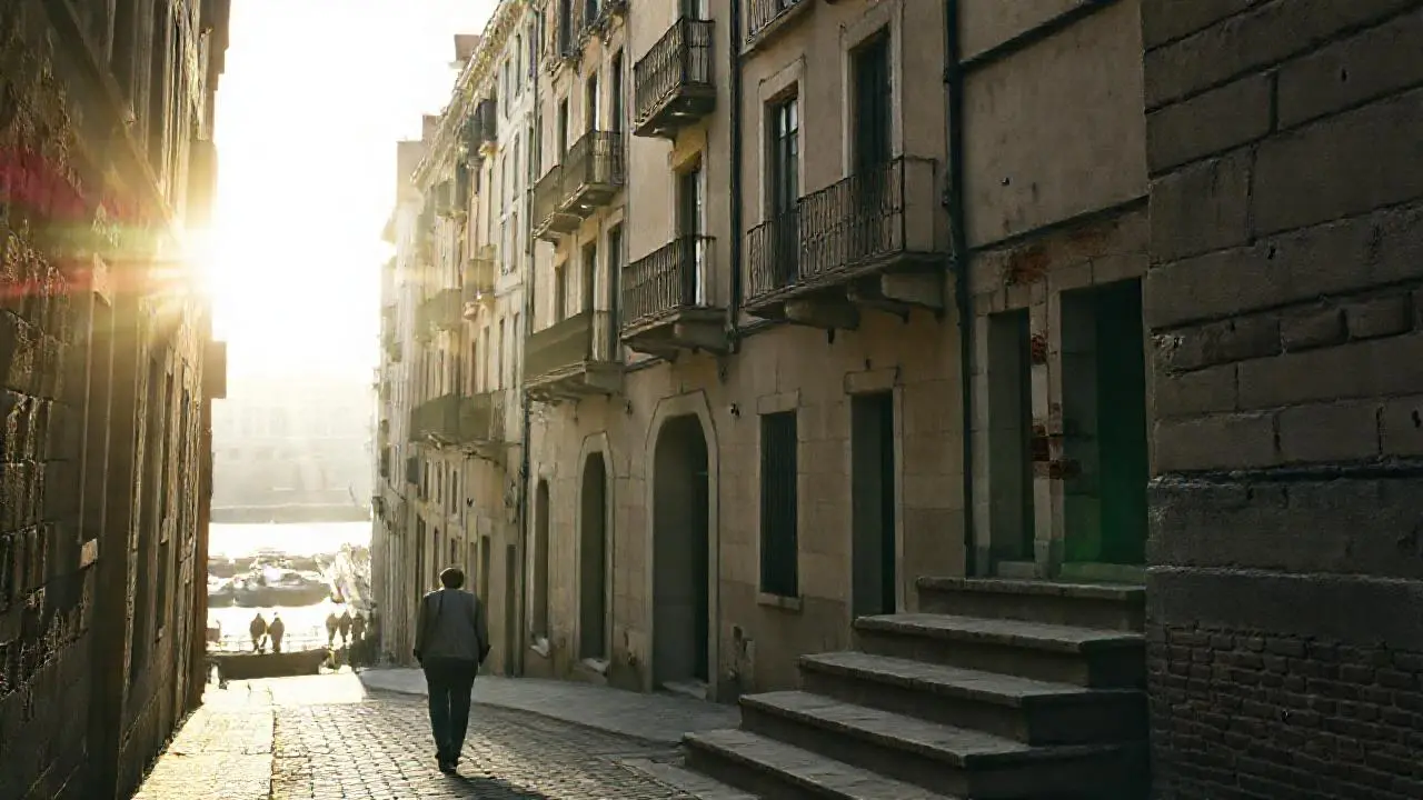 Una calle urbana tranquila y realista
