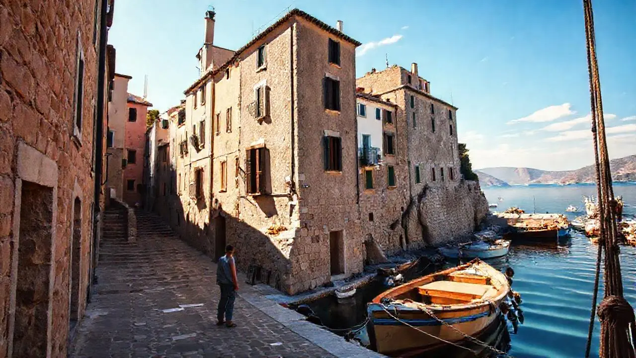 Pueblo costero tranquilo y soleado