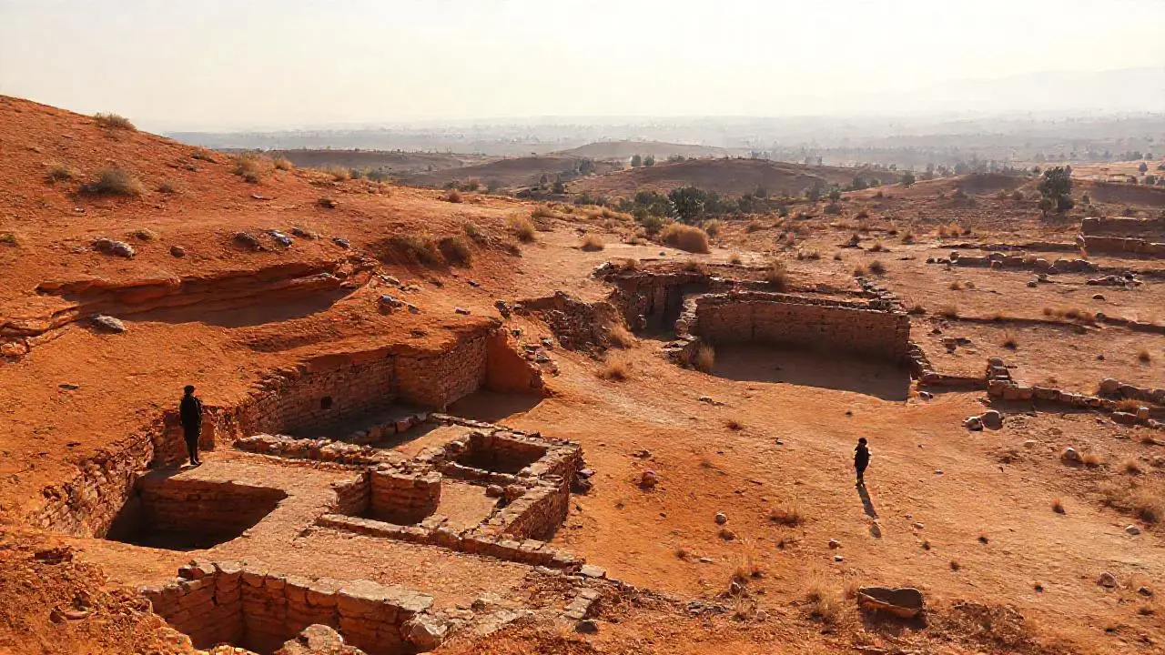 Ruinas antiguas en paisaje árido y silencioso