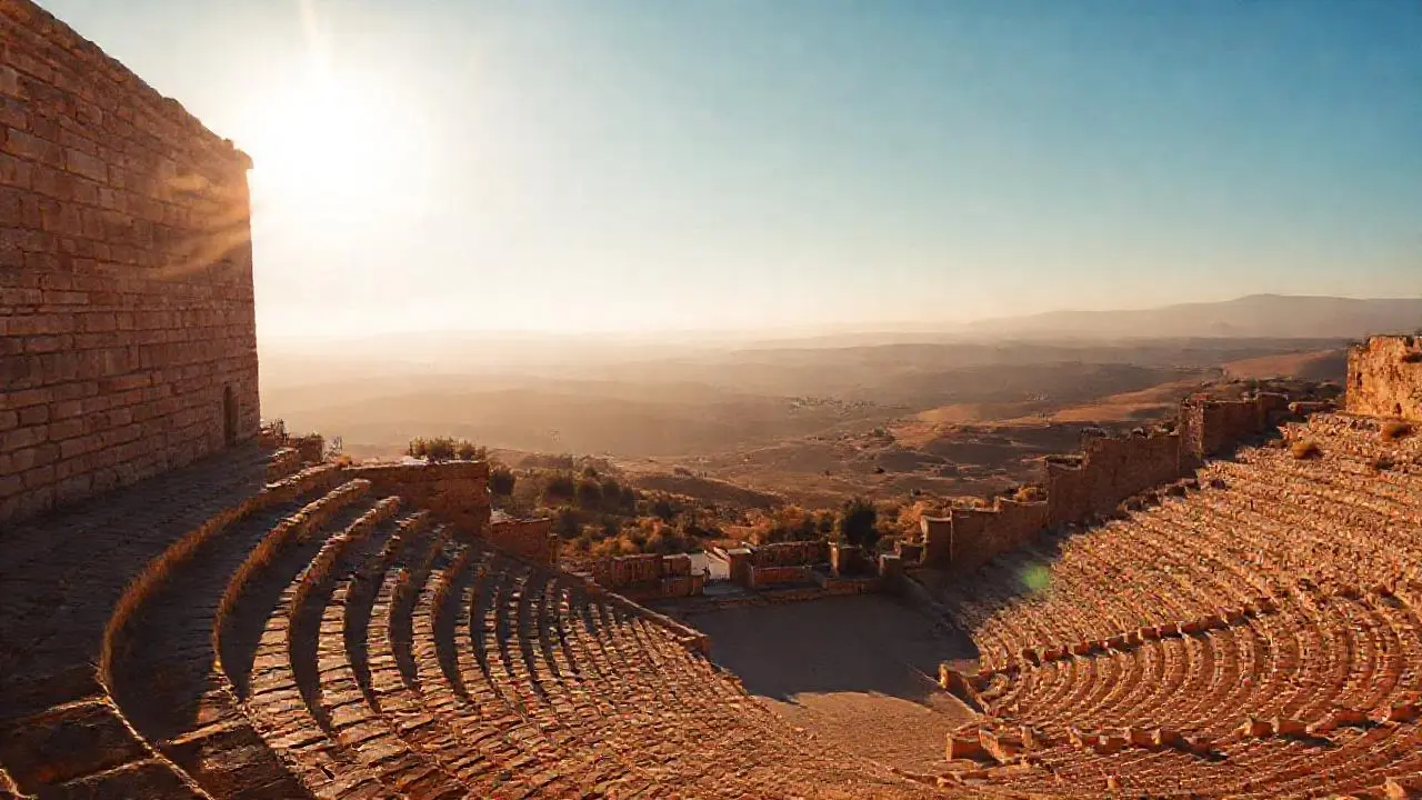Antiguo anfiteatro bañado por la luz cálida