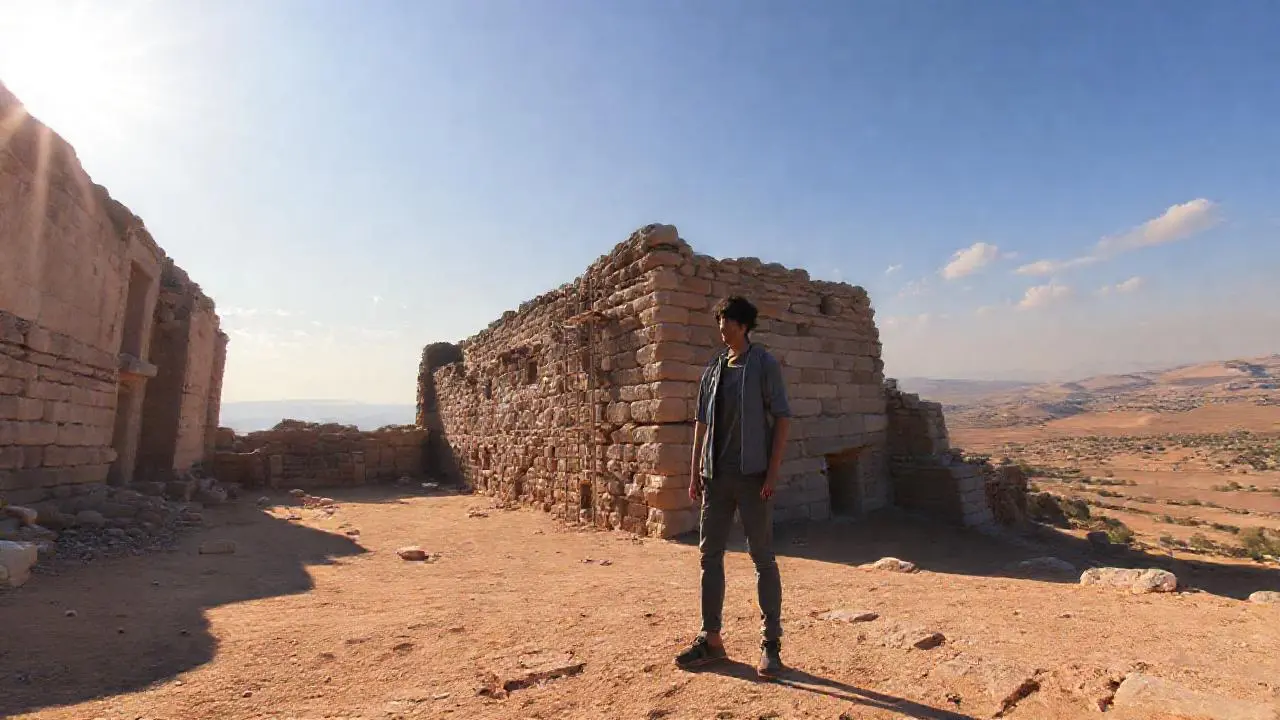 Ruinas antiguas bajo un cielo vasto