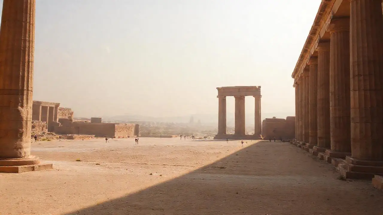 Antigua arquitectura en un paisaje vasto y quieto