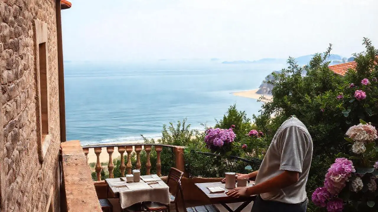 Escena costera tranquila y luminosa