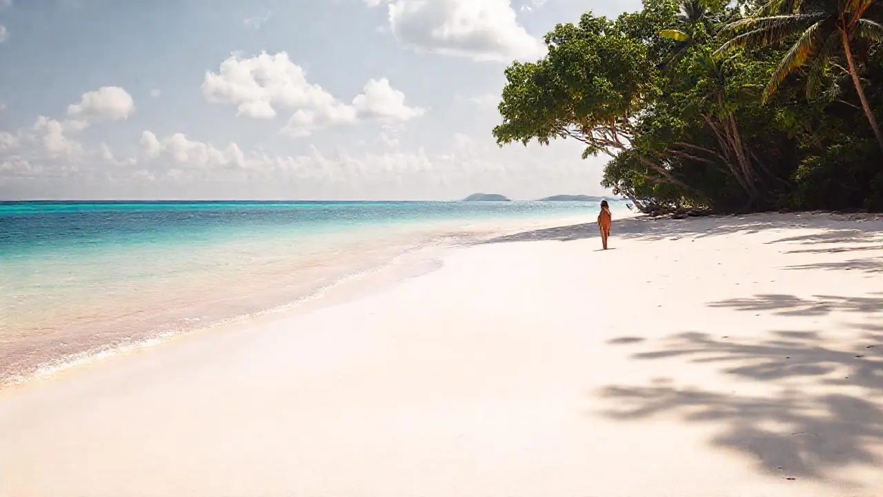 Playa tropical, serena y luminosa