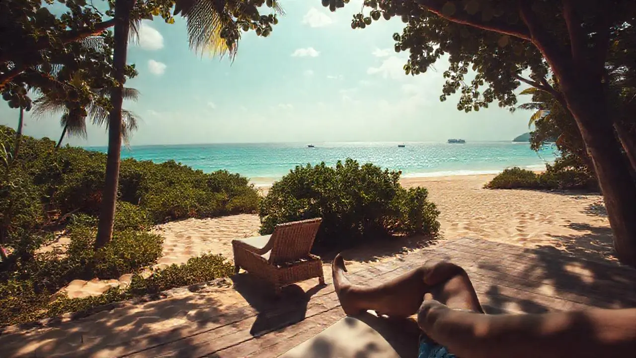 Playa tropical serena y soleada