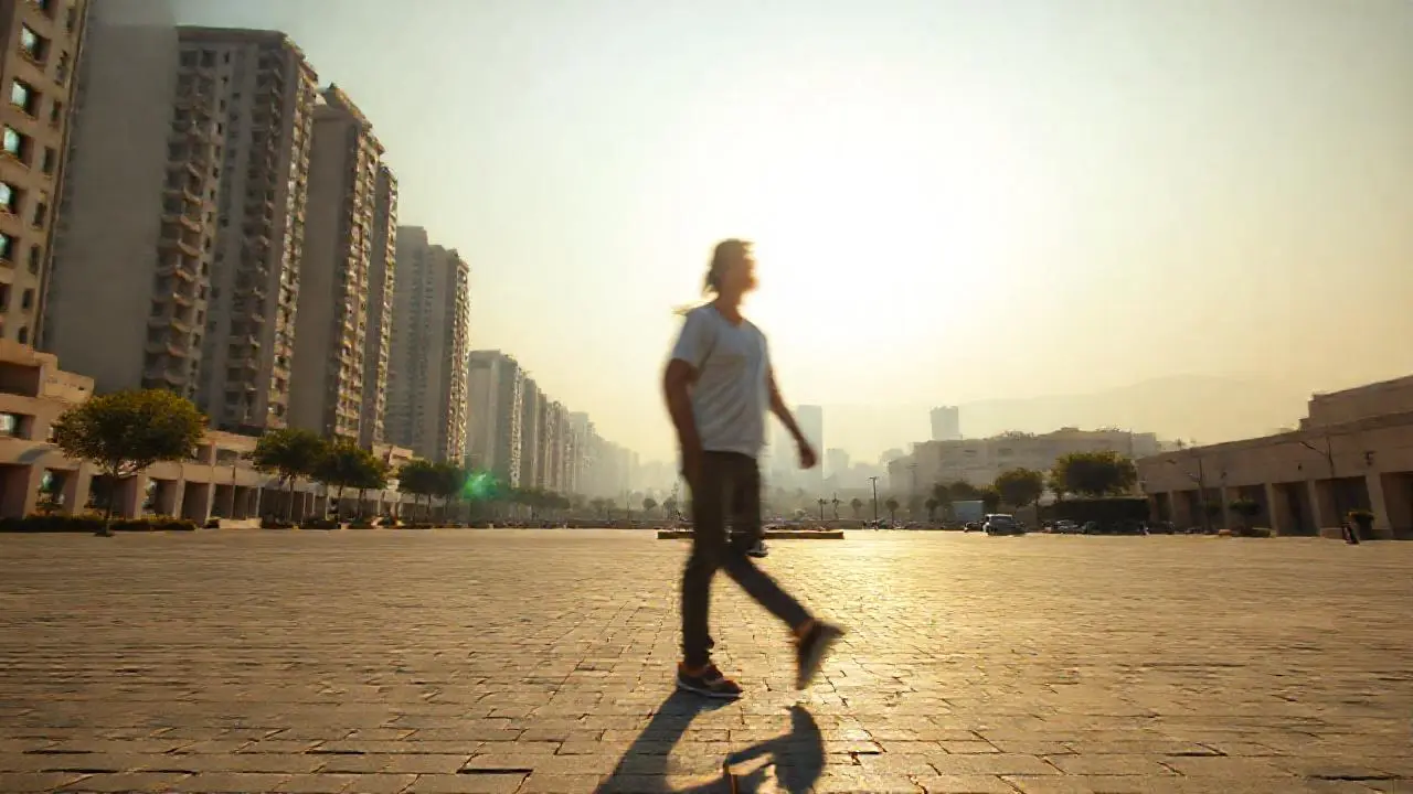 Una escena urbana serena y luminosa