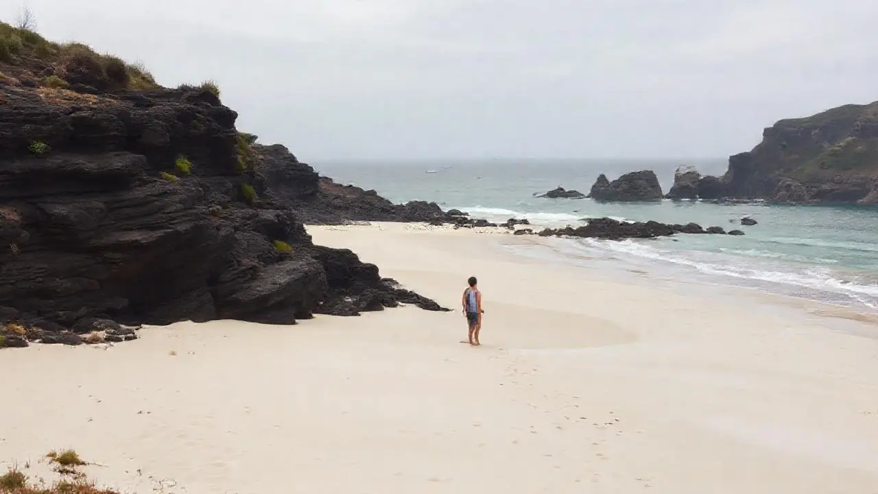 Costa rocosa, calma y soledad serena