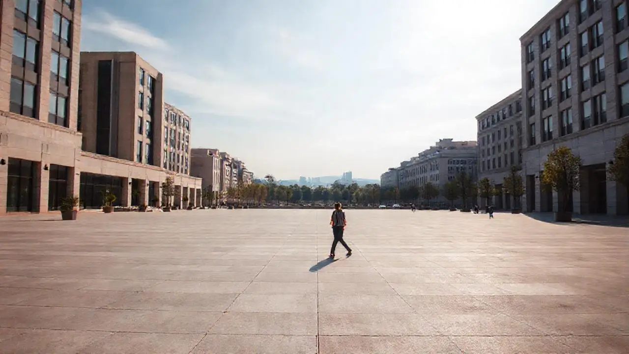 Plaza moderna, luminosa y espaciosa
