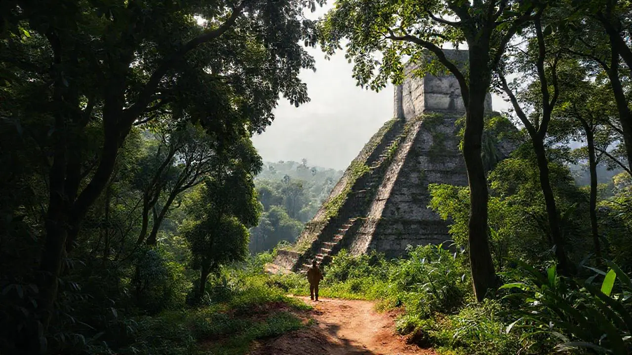 Pirámide antigua emerge en selva exuberante