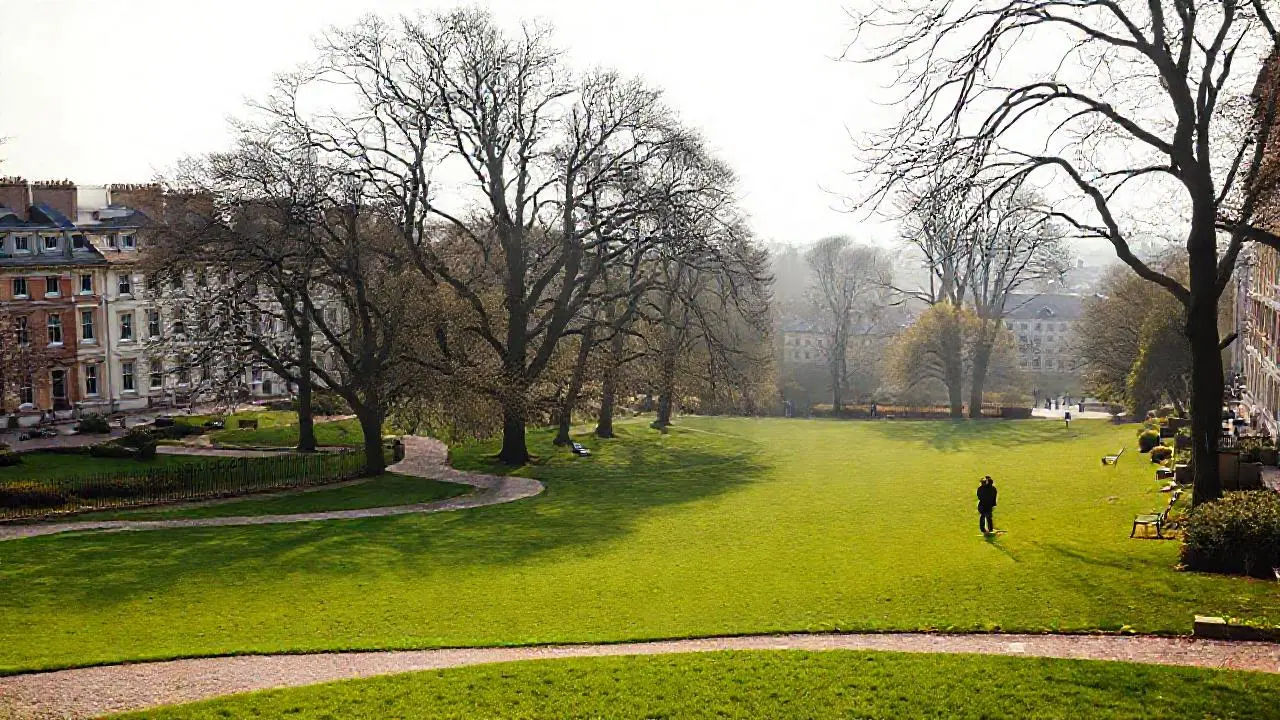 Jardín tranquilo, luz suave y espacio amplio