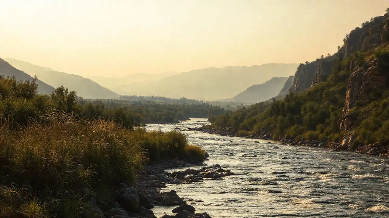 Paisaje fluvial amplio, sereno y difuso