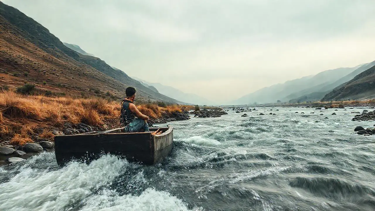 Paisaje fluvial extenso, realista y natural