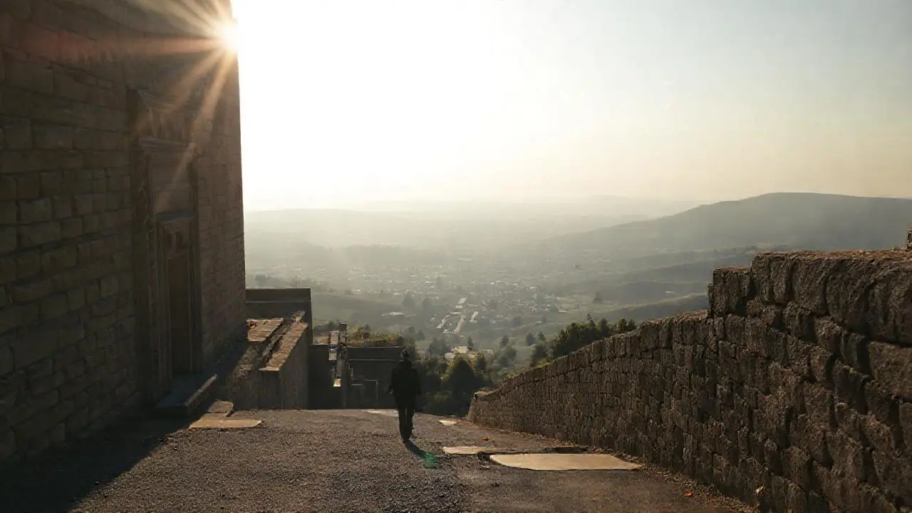 Antigua estructura imponente en vasto paisaje