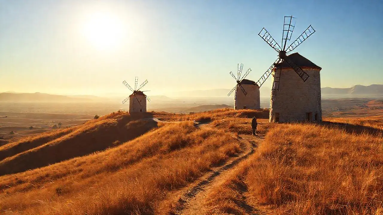 Paisaje sereno y vasto, bañado en oro