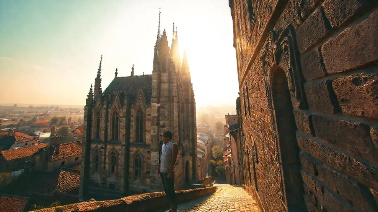 Una vista urbana tranquila y atemporal