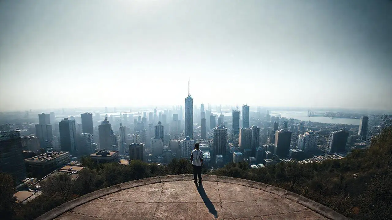 Ciudad extensa, brumosa y realista