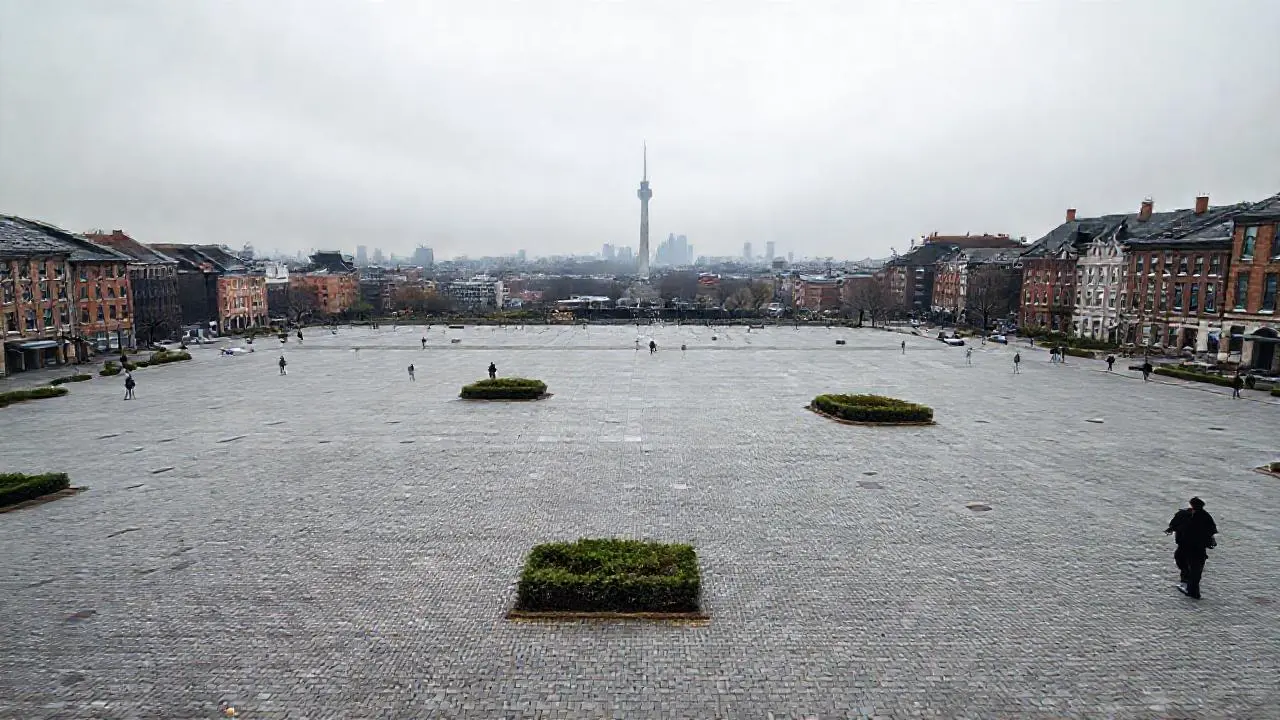 Paisaje urbano gris, amplio y melancólico