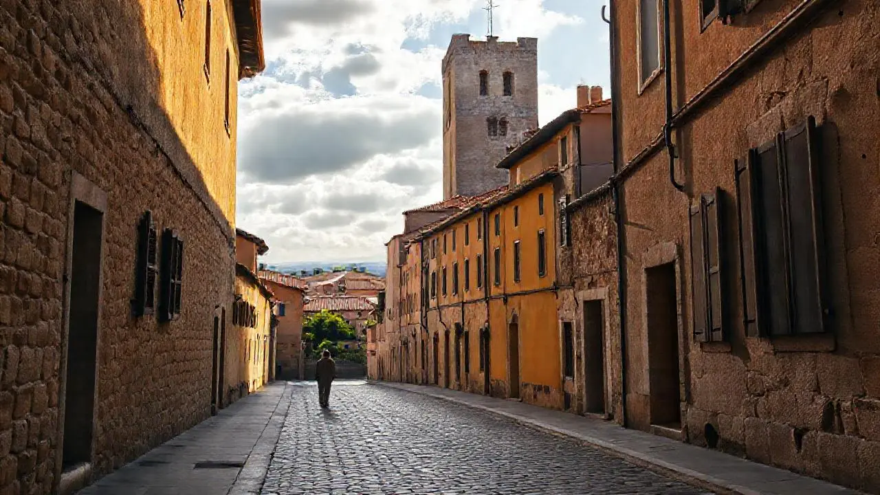 Pueblo medieval, tranquilo y bañado en luz
