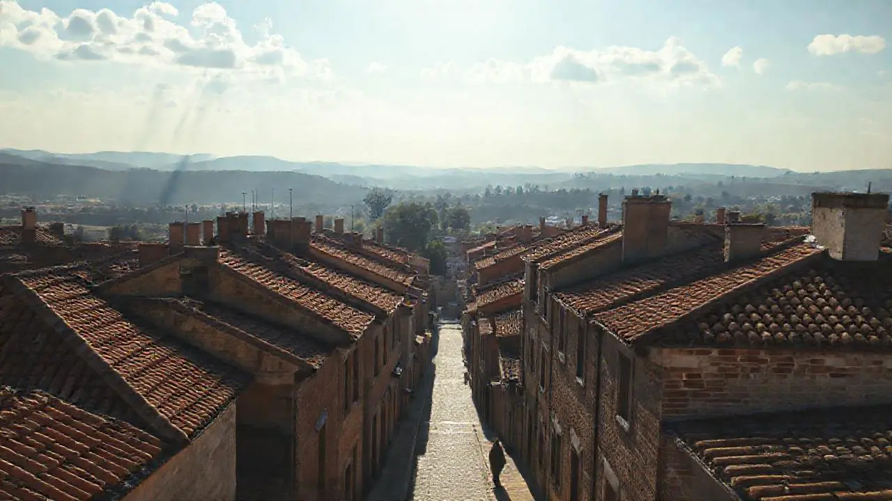 Pueblo tranquilo bajo luz suave