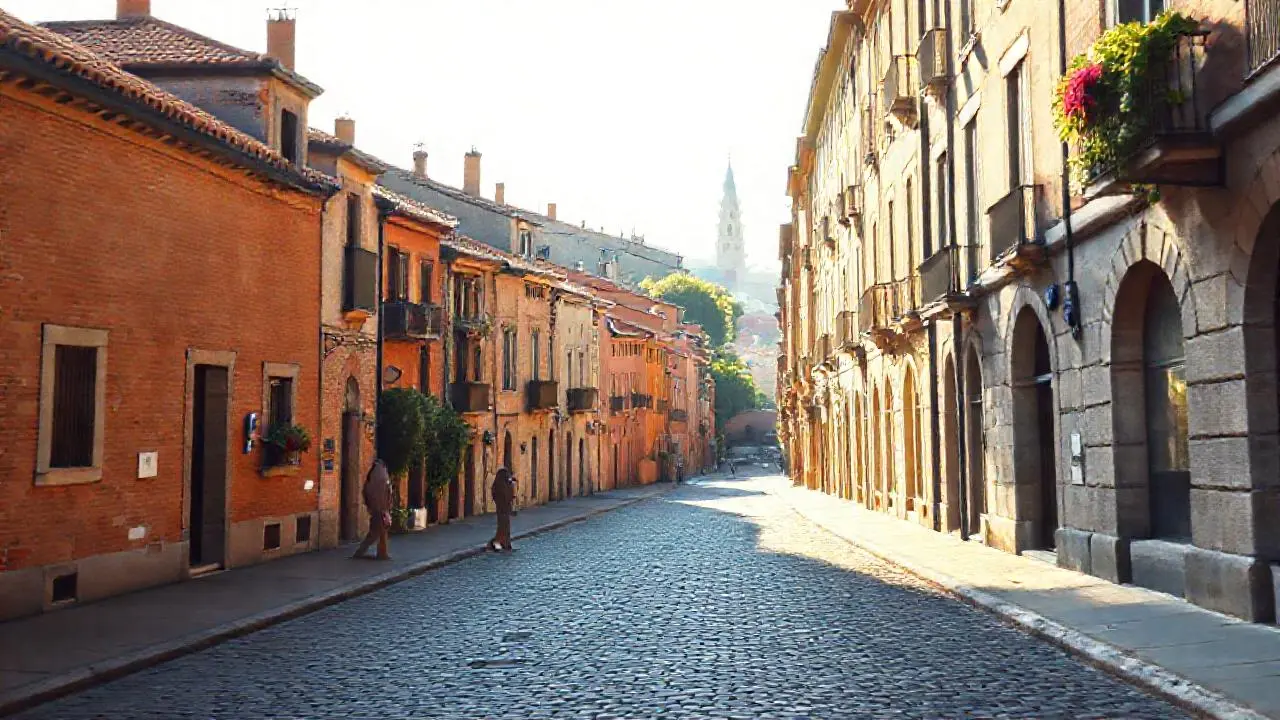 Pueblo antiguo, atmósfera cálida y relajada