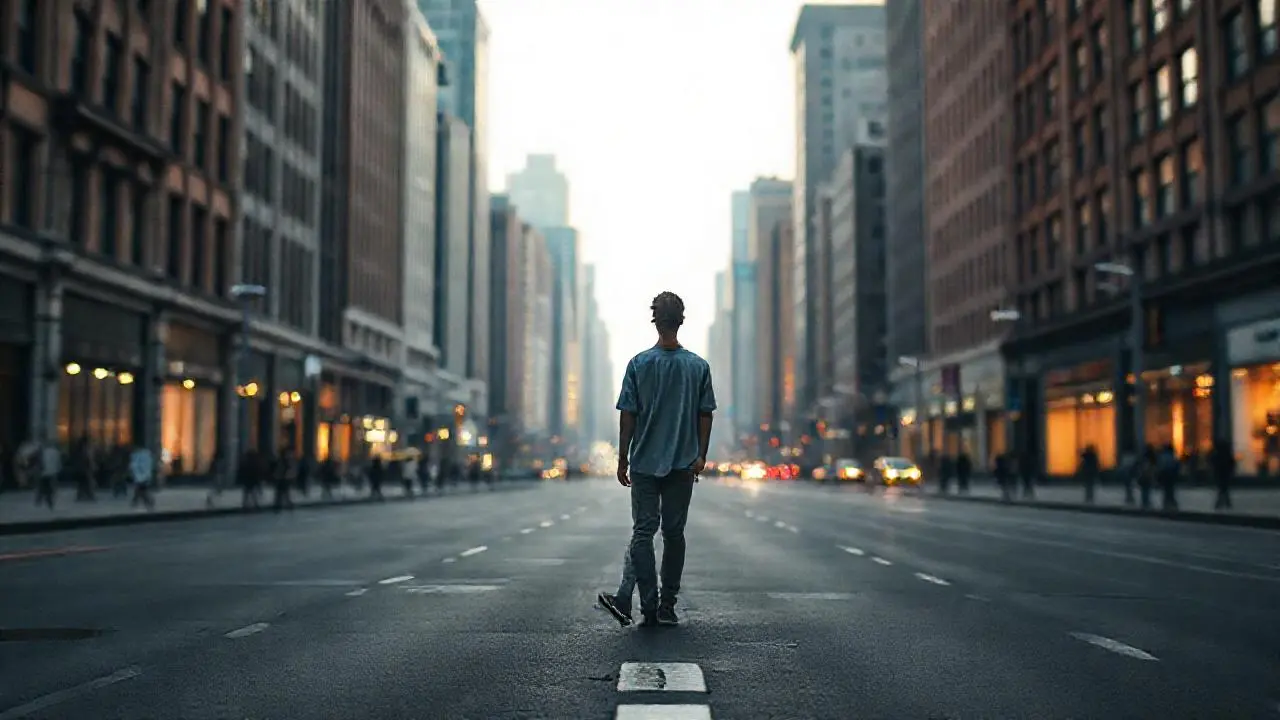 Una ciudad urbana, suave y distante